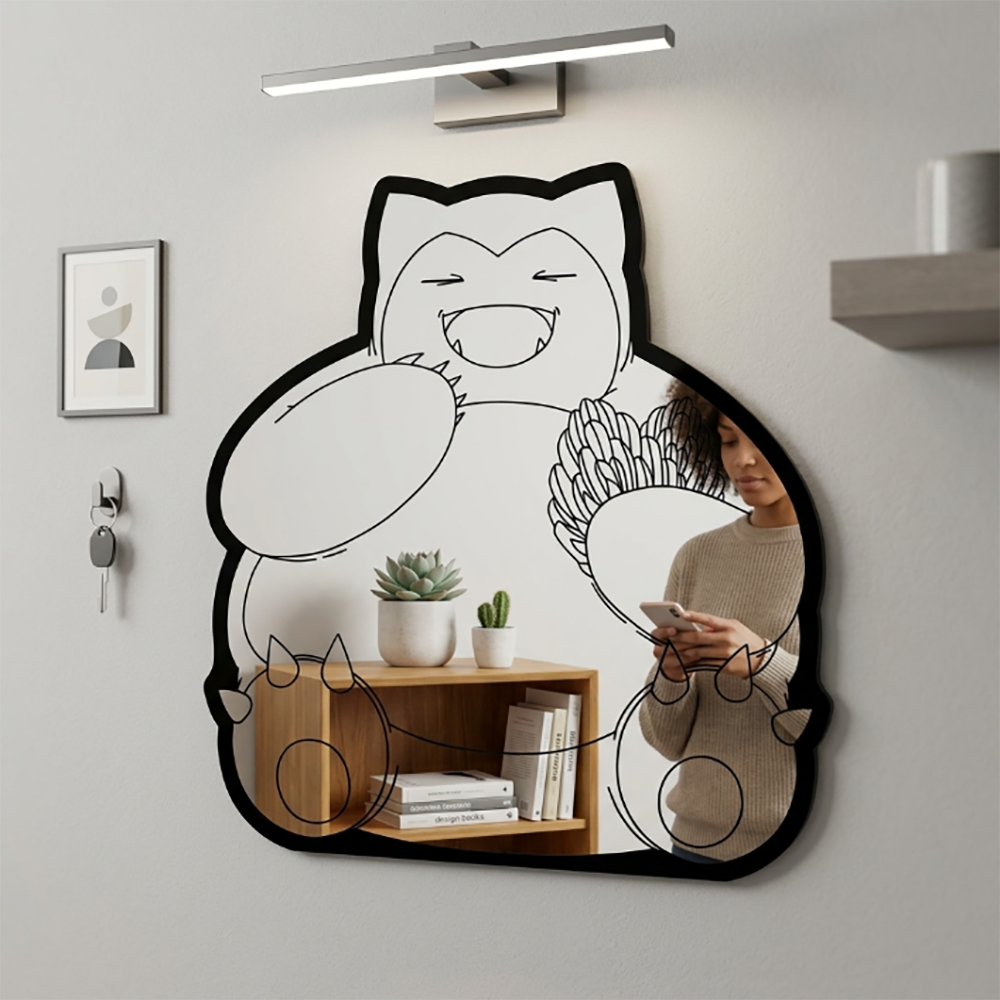 Accessories For Your Gaming Room - Cute Snorlax Outline Wall Hanging Mirror,