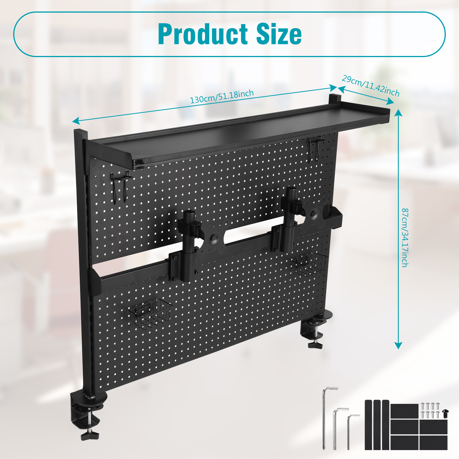 Gaming Accessories Stand - Metal Pegboard with Monitor Stands Computer