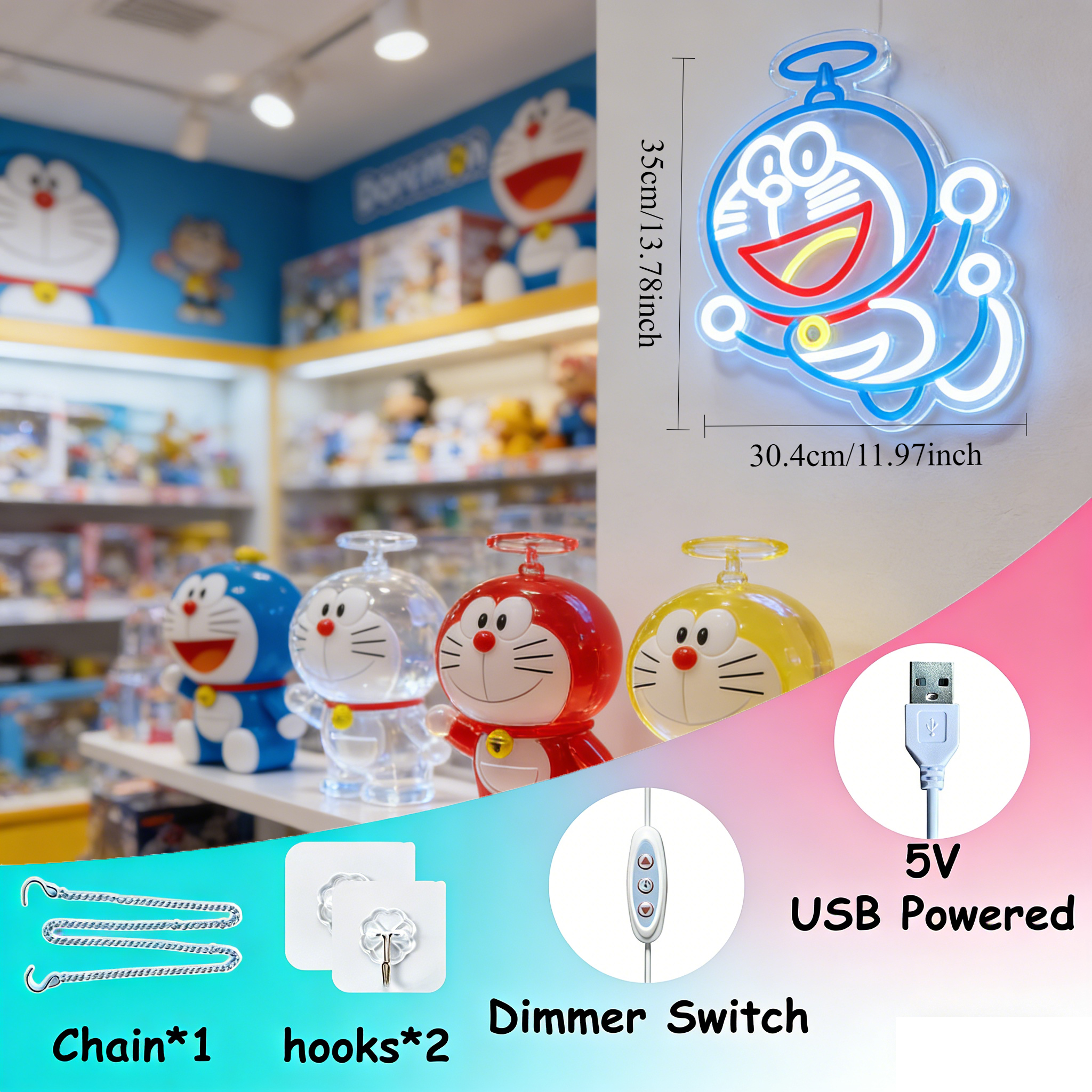 Doraemon Neon Sign LED USB Dim - Accessories For Your Gaming Room avis et prix